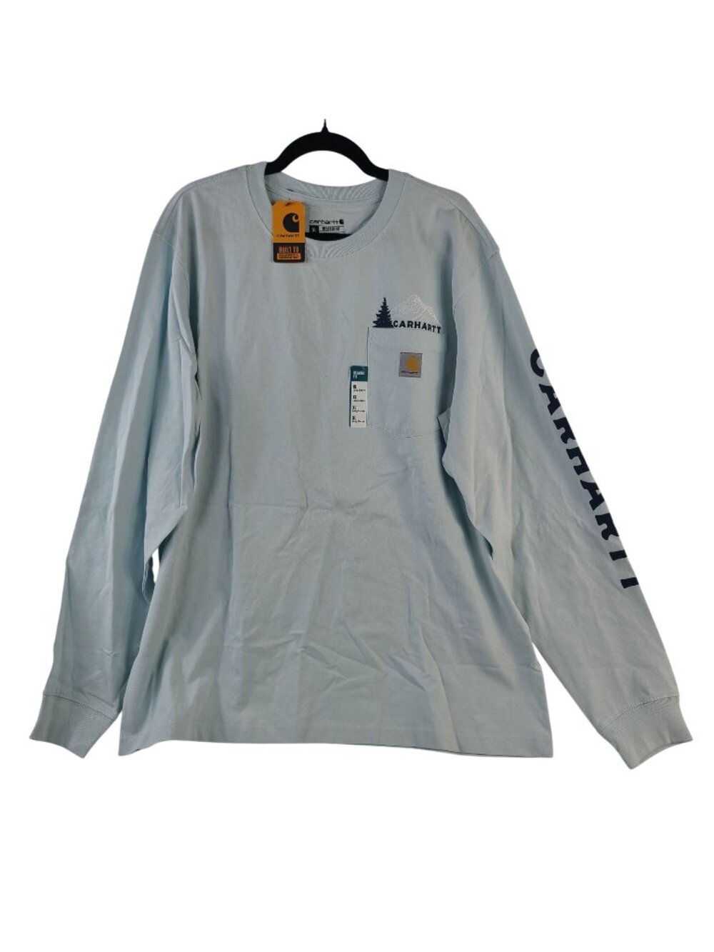 Carhartt Relaxed Fit Heavyweight Long-Sleeve Mountain T-Shirt Sz XL Light Blue
